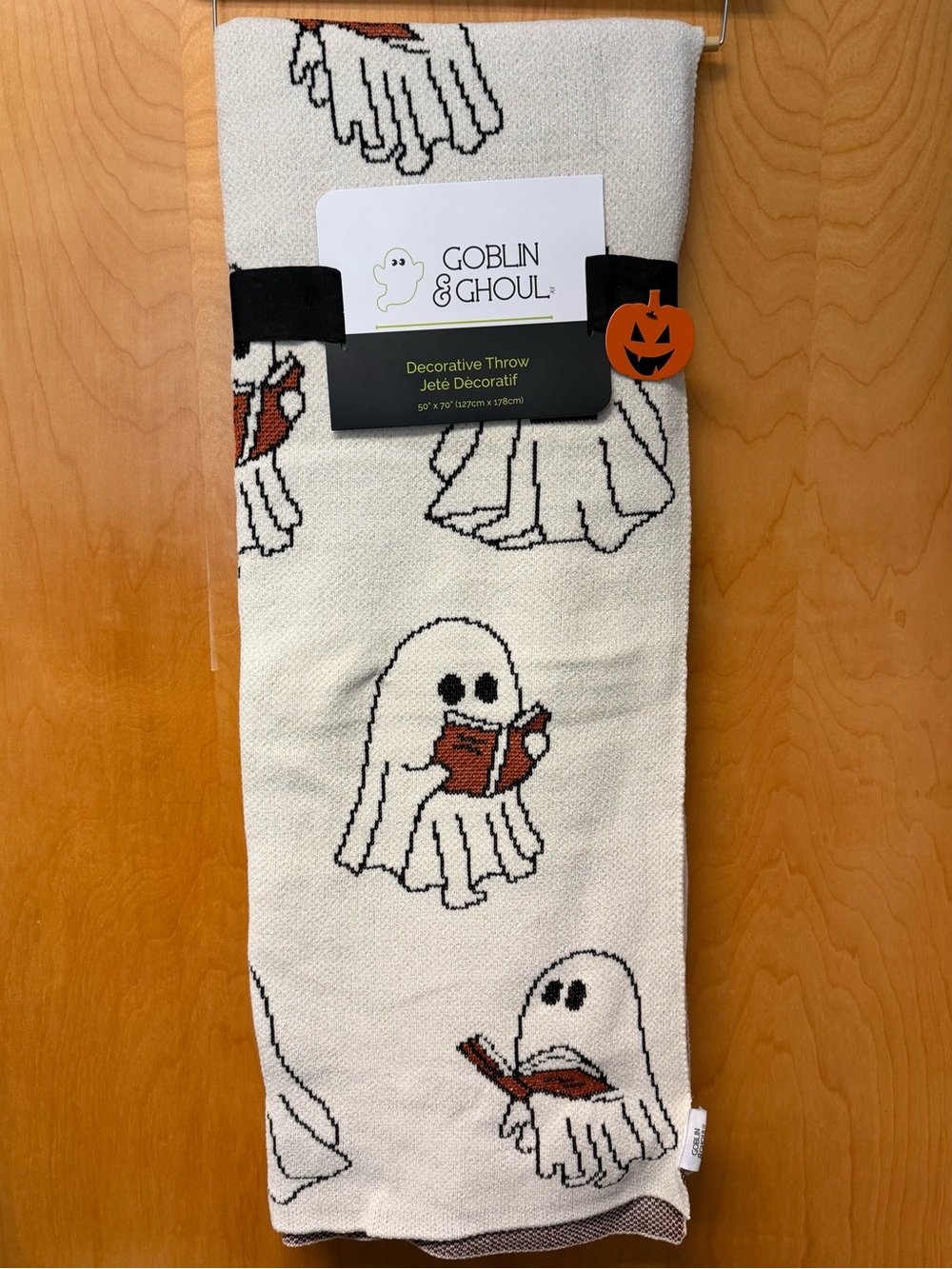 Goblin and Ghoul Halloween Ghost Reading Book Throw Blanket